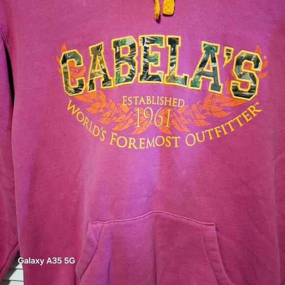 Cabelas  Pink  Hoodie With Camo Hood Liner Graphic Print Pullover Size S - Picture 2 of 8